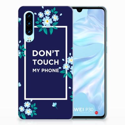 Huawei P30 Silicone-hoesje Flowers Blue DTMP Huawei P30 Silicone-hoesje Flowers Blue DTMP