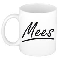 Mees Naam koffiemok - beker - met sierlijke letters - wit - 300 ml - Cadeau - Heren