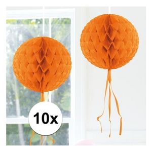 10x Oranje feestversiering decoratie bol 30