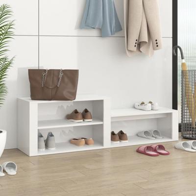 Schoenenkast 150x35x45 cm bewerkt hout hoogglans wit