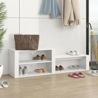 Schoenenkast 150x35x45 cm bewerkt hout hoogglans wit