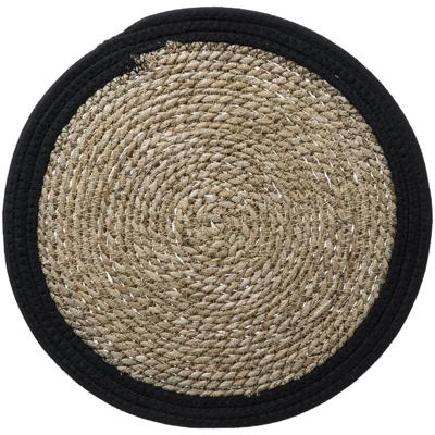 Secret de Gourmet Tafel Placemat - zeegras naturel/zwart - rond - 39 cm - Onderleggers