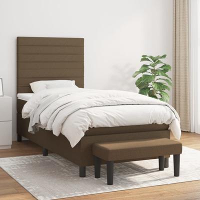 Boxspring met matras stof donkerbruin 90x190 cm