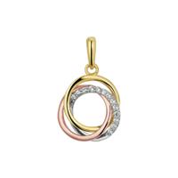 14k Tricolor Gouden Hanger Zirkonia 10mm Geel Rosé Wit