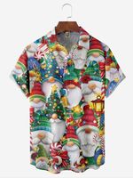Christmas Gnome Chest Pocket Short Sleeve Hawaiian Shirt - thumbnail
