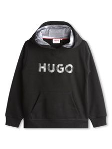 HUGO KIDS hoodie à logo imprimé - Noir