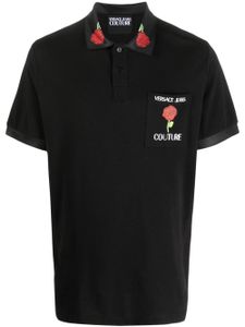 Versace Jeans Couture polo en coton à fleurs - Noir