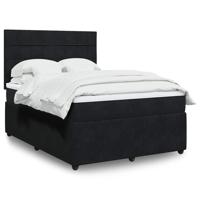 Boxspring met matras fluweel zwart 140x190 cm