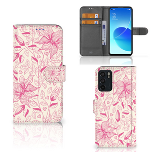 OPPO Reno6 5G Hoesje Pink Flowers