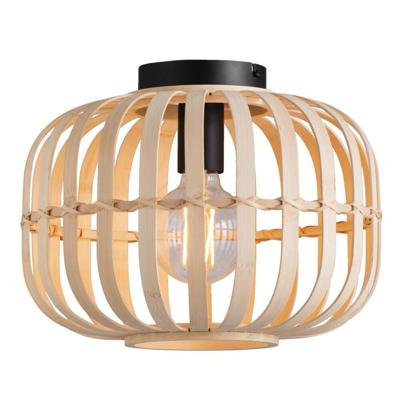 Leen Bakker - Plafondlamp Asher - Naturel - E27 - 23xØ33 Cm - Bamboe - Zwart