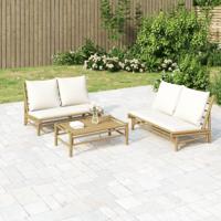2-delige Loungeset met kussens bamboe crmewit