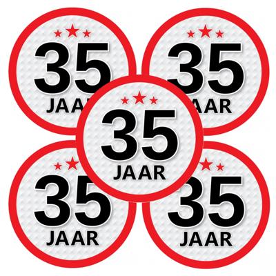 35 jaar leeftijd sticker - 5x - rond - Dia 15 cm - 35 jaar verjaardag - jubileum - leeftijd versieri