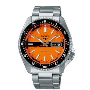 Seiko SRPK11K1 5 Sports Horloge Automaat staal zilverkleurig-oranje 42,5 mm