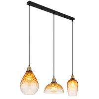 Globo 3-lichts hanglampSalvy amber glas honinggraat - 15786-3H