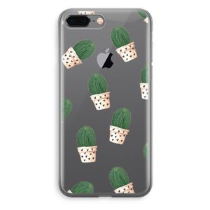 Cactusprint roze: iPhone 8 Plus Transparant Hoesje