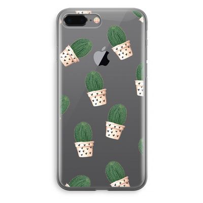 Cactusprint roze: iPhone 8 Plus Transparant Hoesje
