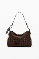 Middelgrote handtas met patches en studs - BROWN - U