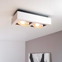 Castor bianco II by LUSENZ - Rechthoekige 2-lichts plafondlamp met richtbare spots en mat witte coating