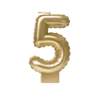Folie Ballon Kaarsje Cijfer &apos;5&apos; Goud