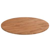 Tafelblad rond 80x1,5 cm bewerkt massief eikenhout lichtbruin