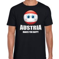 Austria makes you happy landen t-shirt Oostenrijk zwart voor heren met emoticon Austria makes you happy landen t-shirt Oostenrijk zwart voor heren met emoticon