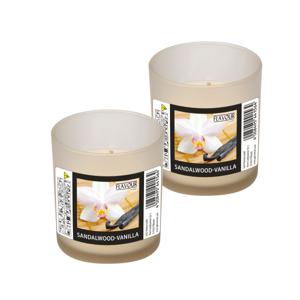 Conpax Candles Geurkaars - 2x - in glas - Sandalwood-Vanilla aroma - 8 branduren - 7 x 8 cm