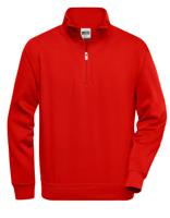 James & Nicholson JN831 Workwear Half Zip Sweat - Red - XL