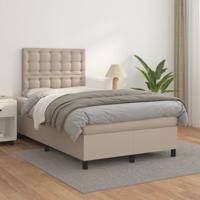 Boxspring met matras kunstleer cappuccinokleurig 120x200 cm
