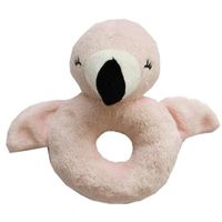 Dieren knuffel baby rammelaar flamingo 10 x 15 cm   -