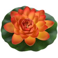 1x Oranje drijvende kunst waterlelie bloemen 26 cm - thumbnail