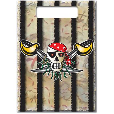 Piraten verjaardag feestzakjes - 8x stuks - Snoepzakjes/cadaeuzakjes/uitdeelzakjes