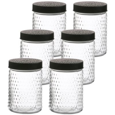 Voorraadpot/bewaarpot Roma - 10x - 1L - glas - zwart - D12 x H17 cm