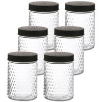Voorraadpot/bewaarpot Roma - 10x - 1L - glas - zwart - D12 x H17 cm