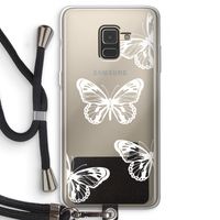 White butterfly: Samsung Galaxy A8 (2018) Transparant Hoesje met koord