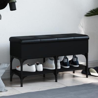 Schoenenbank 82x32x45 cm bewerkt hout zwart