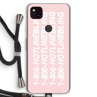 Hotline bling pink: Pixel 4a 5G Transparant Hoesje met koord