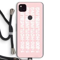 Hotline bling pink: Pixel 4a 5G Transparant Hoesje met koord