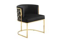 Stoel ELEGANCE, zwart fluweel met goudkleurig roestvrijstalen frame - 47498