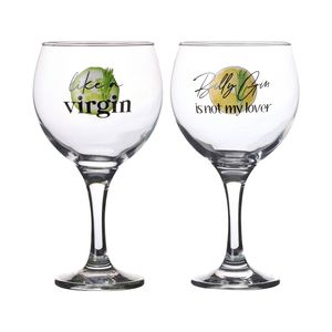 Urban Living gin/tonic glazen - gedecoreerd glas met tekst - 2x stuks - 645 ml