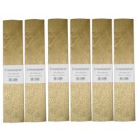 Crepe papier platte vellen - 6x - metallic goud - 250 x 50 cm - Knutselen met papier - Knutselspulle