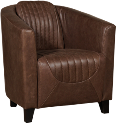 Bruine leren landelijke kuipstoel Press Special - poot hout zwart - Vintage Leer Brown (bruin leer)