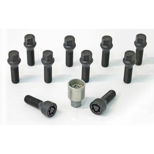 H&R Wielboutenset konisch M14x1.50 - Lengte 50mm - Zwart - 10 stuks - incl. wielsloten HRB1455001SET