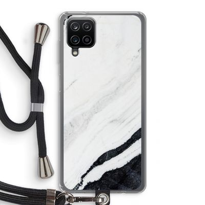 Elegante marmer: Samsung Galaxy A12 Transparant Hoesje met koord