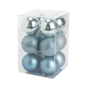 Cosy & Trendy Kerstballen - 12 st - ijsblauw - mat/glans/glitter