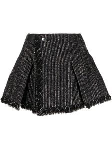 sacai short en tweed à taille haute - Noir