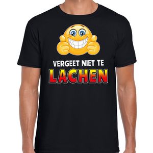 Funny emoticon t-shirt vergeet niet te lachen zwart voor heren