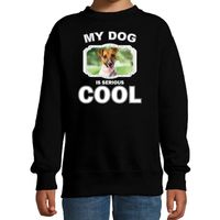 Honden liefhebber trui / sweater Jack russel my dog is serious cool zwart voor kinderen - thumbnail