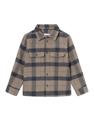 Lennon Check Overshirt Desert Taupe/Dark Navy