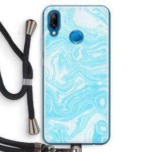 Waterverf blauw: Huawei P20 Lite Transparant Hoesje met koord