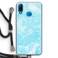 Waterverf blauw: Huawei P20 Lite Transparant Hoesje met koord